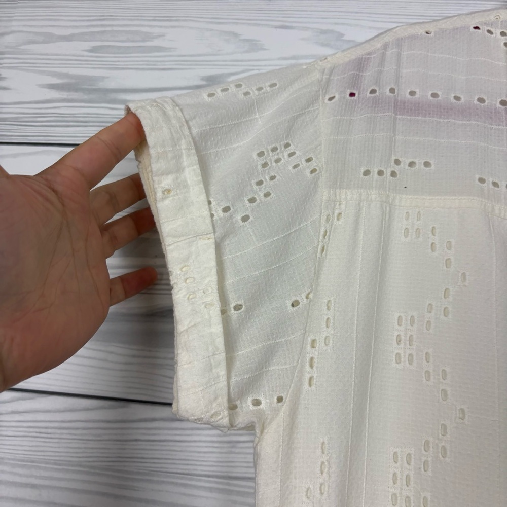 PrAna White Eyelet Short Sleeve Ladyland Dress Size Large - Picture 5 of 12